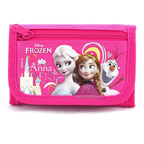 Disney Frozen Elsa Anna and Olaf Character Hot Pink Trifold Wallet Disney Frozen Elsa Anna and Olaf Character Hot Pink Trifold Wallet
