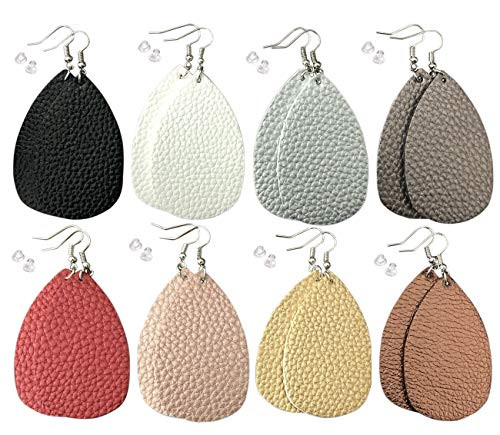 monochef Leather Earrings Lightweight Faux Leather Leaf Dangle Earrings Teardrop Earrings Antique Handmade Earrings for Women Gift, 8 Pairs monochef Leather Earrings Lightweight Faux Leather Leaf Dangle Earrings Teardrop Earrings Antique Handmade Earrings for Women Gift, 8 Pairs