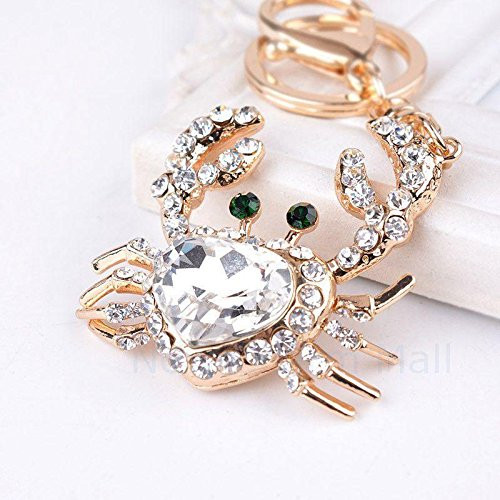 JML Crab Keychain Bag Purse Charm Rhinestone Anmial Key Ring Gift Car Pendant