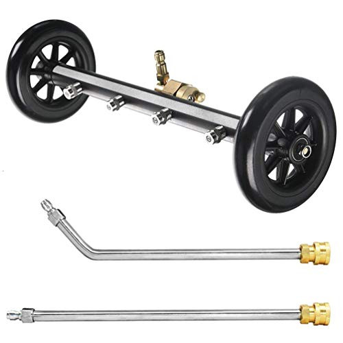 AgiiMan Dual-Function Undercarriage Cleaner, Surface Cleaner for Pressure Washer, 16 Inch, Underbody Car Wash Water Broom with Extension Wand, 4000 PSI