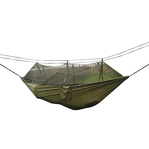 Rusee Camping Hammock, Mosquito Net Outdoor Hammock Travel Bed Lightweight Parachute Fabric Double Hammock for Indoor, Camping, Hiking, Backpacking, Backyard Rusee Camping Hammock, Mosquito Net Outdoor Hammock Travel Bed Lightweight Parachute Fabric Double Hammock for Indoor, Camping, Hiking, Backpacking, Backyard
