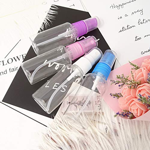 HONBAY 4PCS 50ML Small Portable Reusable Plastic Fine Mist Perfume Spray Bottle Transparent Empty Spray Sprayer Bottle Cosmetic Spray Bottles Transparent Travel Small Bottles (50ML)
