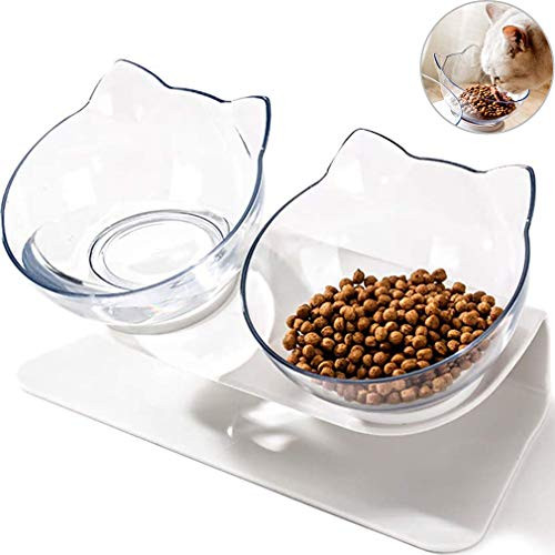 Companet Pet Raised Bowl 15°Tilted Cat Food Bowl Slanted Double Cat Dishes Feeder with Detachable Raised Stand Pet Food Feeder for Cats or Small Dogs Companet Pet Raised Bowl 15°Tilted Cat Food Bowl Slanted Double Cat Dishes Feeder with Detachable Raised Stand Pet Food Feeder for Cats or Small Dogs