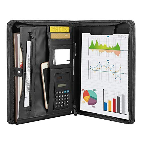 Leathario File Folder Padfolio Writing Pad Business Presentation Folder Portfolio?black-2091?