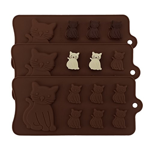 Cat Molds, Beasea 3pcs Cat Silicone Mold Candy Fondant Chocolate Ice Molds Cake Decoration Non Stick Baking Tools