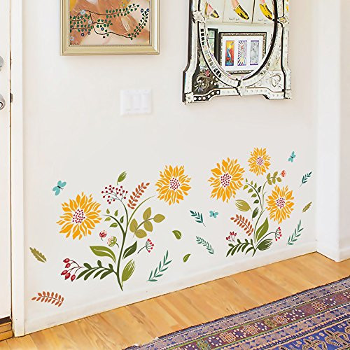 Flower Wall Sticker Decals For Living Room,Bedroom Removable Peel And Stick Girl Wall Decals Quotes Nursery Decor Art