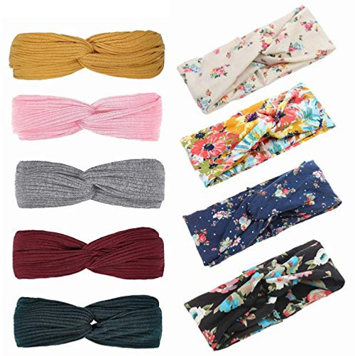 Huachi Turban Headbands for Women Twist Knotted Boho Stretchy Hair Bands for Girls Criss Cross Plain Headwrap Yoga Workout Vintage Hair Accessories, Solid Color, 9Pcs Huachi Turban Headbands for Women Twist Knotted Boho Stretchy Hair Bands for Girls Criss Cross Plain Headwrap Yoga Workout Vintage Hair Accessories, Solid Color, 9Pcs
