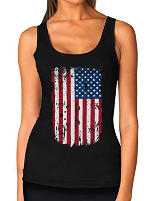 Patriotic American Flag Tank Women Vintage USA Flag 4th of July Women's Tank Top Small Black Patriotic American Flag Tank Women Vintage USA Flag 4th of July Women's Tank Top Small Black