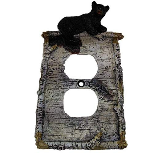 Bear Outlet Cover - Wall Plates - An Adorable Black Bear Cub Climbs on Birch Limbs - Wall Plate Covers