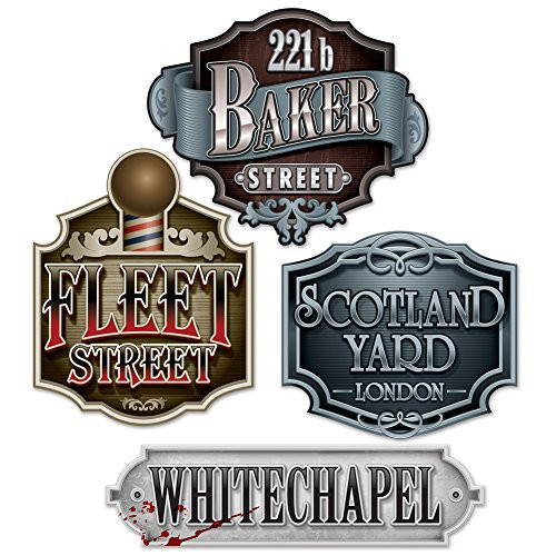 Set Of 4 Sherlock Holmes Street Sign Cutouts Decorations