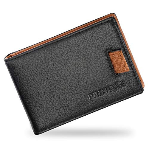 Bifold Wallet with Money Clip for Men-RFID Blocking Card Holder-Wallet Genuine Leather, Bifold Thin-Slim Minimalist Design- Travel, Business-Smart Removable Money Clip, Pull Out Card, ID Holder-Black