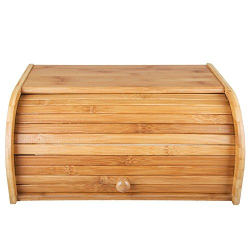 Bamboo Bread Box Vintage Rolltop Bread Holder Large Capacity Bread Storage