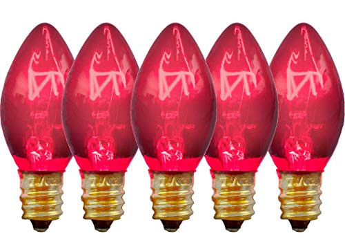 EST. LEE DISPLAY L D 1902 Indoor ? Outdoor String Light C7 Ceramic Christmas Steady Replacement Bulbs (Clear Glass, Pink)
