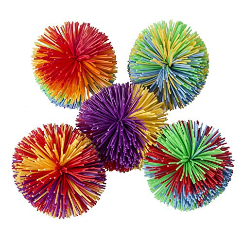 Hibery 5 Pack Monkey Stringy Balls, Soft Active Fun Toy, Sensory Fidgets Toys Rainbow Pom Colorful Bouncy Stress Toy