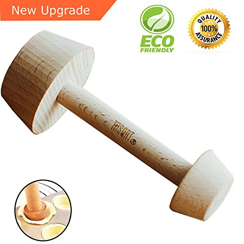 Tart Pastry Tamper Mini Pan Wood Wooden Shell Dough Muffin Metal by MSART for Making Muffin, Pecan Pies, Cheesecakes and Desserts. Durable