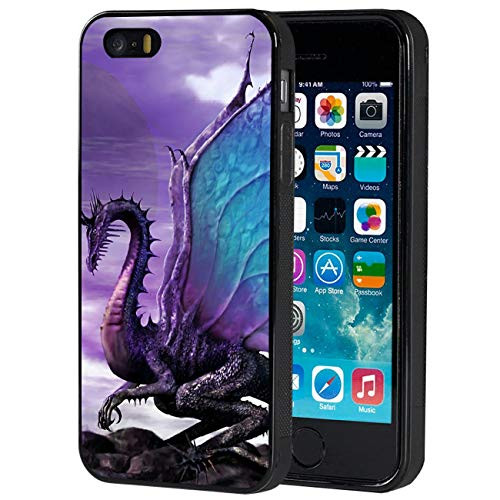 iPhone 5/5S Case,iPhone SE Case,AIRWEE Slim Anti-Scratch Shockproof Silicone TPU Back Protective Cover Case for Apple iPhone 5S/SE/5,Purple Dragon