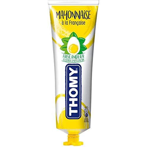 Thomy Mayonnaise Made From Free Range Eggs | Smooth, Creamy Light Mayo Made in Switzerland | Must Have Condiment for Dips and Spreads, Egg Salad, Sandwiches | 9 Ounce Squeezable Tube Thomy Mayonnaise Made From Free Range Eggs | Smooth, Creamy Light Mayo Made in Switzerland | Must Have Condiment for Dips and Spreads, Egg Salad, Sandwiches | 9 Ounce Squeezable Tube