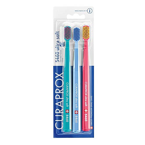 Curaprox Swiss 5460 Ultra Soft Toothbrush (3 Pack) 0.10 mm Assorted Colors