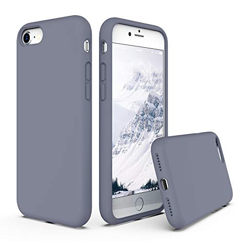 SURPHY Silicone Case Compatible with iPhone SE 2020 Case iPhone 8 Case iPhone 7 Case, Liquid Silicone Phone Case (with Microfiber Lining) for iPhone 7 iPhone 8 iPhone SE 2nd 4.7" (Lavender Gray)