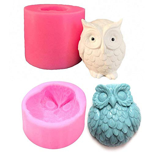 Fewo 2-Pack 3D Owl Silicone Molds for Fondant Chocolate Candy Cake Decorating Candle Soap Lotion Bar Wax Crayon Melt Plaster Polymer Clay