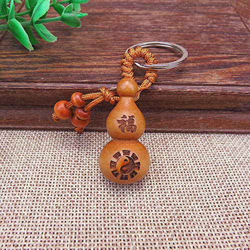 Feng Shui Wooden Chinese Feng Shui Wu Lou(Hulu) Gourd Keychain, Wooden Hulu - Office Bedroom Car Hanging Ornaments Decoration Ward Off Evil Protect Peace