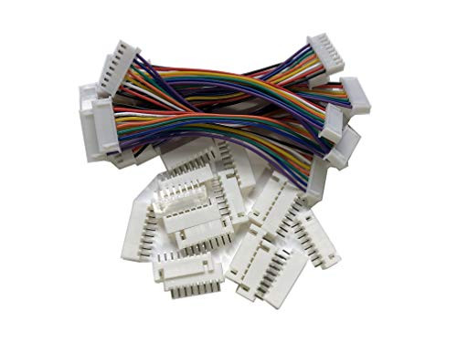 8 PCS 8 PIN JST XH Female Connector on Both Side - 100mm 1007 26 AWG & 16 PCS 8 PIN JST XH Male Connector