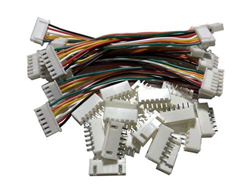 10 PCS 6 PIN JST XH Female Connector on Both Side - 100mm 1007 26 AWG & 20 PCS 6 PIN JST XH Male Connector