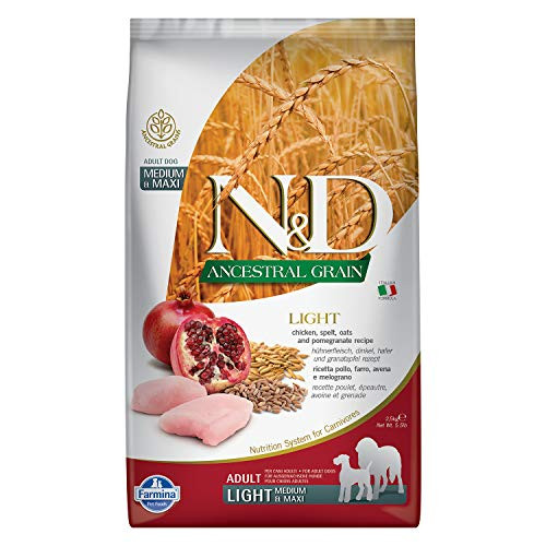 Farmina N&D Ancestral Grain Light Med/Maxi Chicken and Pomegranate Dry Dog Food, 5.5 Pounds Farmina N&D Ancestral Grain Light Med/Maxi Chicken and Pomegranate Dry Dog Food, 5.5 Pounds