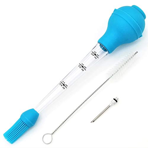 Turkey Baster for Cooking, Baster Syringe with Cleaning Brush and Marinade Needles, Blue Turkey Baster for Cooking, Baster Syringe with Cleaning Brush and Marinade Needles, Blue