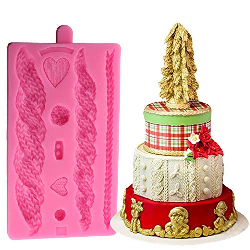 Zixiang 3D Knitting Texture Silicone Mold Christmas Cake Border Fondant Molds Cake Decorating Tools Chocolate Gumpaste Moulds