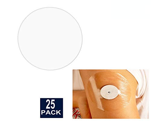 No-Hole 25-Pack Patches Protection Stickers, Pre Cut Clear Waterproof Adhesive Patches for Freestyle Libre, Enlite, Medtronic Guardian Sensor
