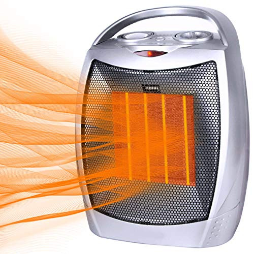 Moonflor Electric Space Heater for Office Portable Ceramic Space Heater with Tip-Over Protection and Overheat Protection 750W/1500W Personal Heater with Adjustable Thermostat