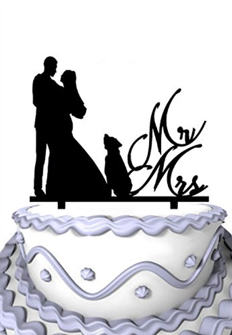 Meijiafei Bride and Groom with Little Dog Mr and Mrs Cake Topper Meijiafei Bride and Groom with Little Dog Mr and Mrs Cake Topper