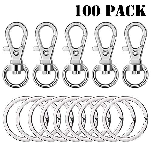 EHOPE 100 Pcs Metal Swivel Lanyard Snap Hook Swivel Lobster Clasp with Key Rings (Small Size)