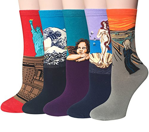 Chalier 4-6 Pairs Womens Fun Socks Famous Painting Patterned Art Socks & Printed Cool Novelty Funny Socks for Women Chalier 4-6 Pairs Womens Fun Socks Famous Painting Patterned Art Socks & Printed Cool Novelty Funny Socks for Women
