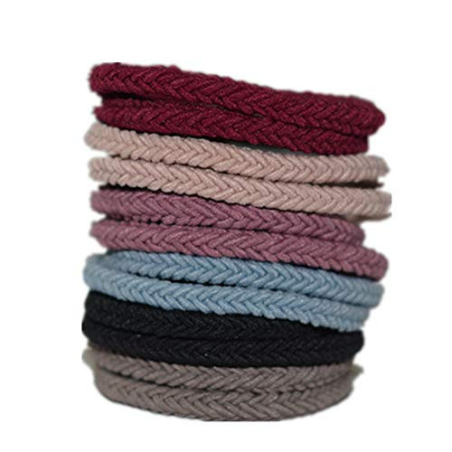 Bzybel Thick Seamless Cotton Hair Bands Elastic Hair Ties Ponytail Holders Headband Scrunchies Hair Accessories No Crease Damage for Thick Hair for Women Girls (12pcs)
