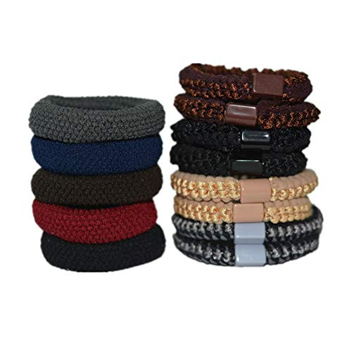 Bzybel Thick Seamless Cotton Hair Bands Elastic Hair Ties Ponytail Holders Headband Scrunchies Hair Accessories No Crease Damage for Thick Hair for Women Girls (18pcs) (13pcs)
