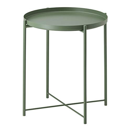 Side Table Small Metal End Table Round Tray Foldable Accent Coffee Table for Living Room Bedroom?18.3×20.5Green?