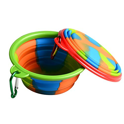 Soopus-X Collapsible Dog Bowl, Water Feeding Travel Dish Bowl for Pet Dog Cat, Food Grade Silicone BPA Free (Set of 2)