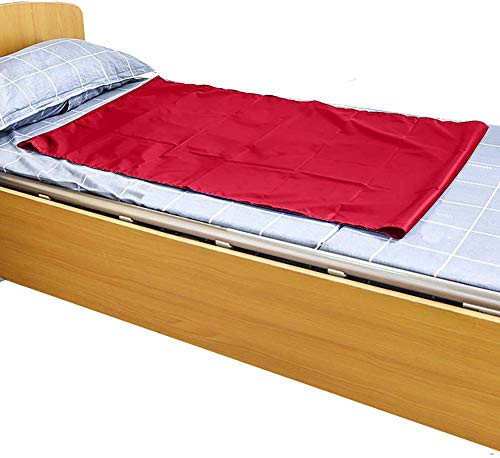 HNYG Reusable Flat Slide Sheet for Patient Transfer, Turning, and Repositioning in Beds, Hospitals and Home Care, Sliding Draw Sheets to Assist Moving Elderly and Disabled (Red, 90x70 cm)