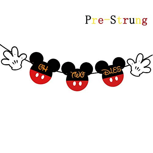 Mickey Mouse Oh Twodles Banner, Classic Mouse 2nd Birthday Party Decorations High Chair Banner, Mickey Mouse Baby Boy Photo Booth Props