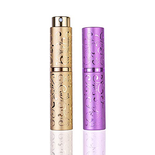 Atomizer Perfume Bottle, Empty Refillable Portable Mini 10ml Perfume Spray Bottles,Pocket Travel Perfume Sample Bottles,?Golden+Purple ?