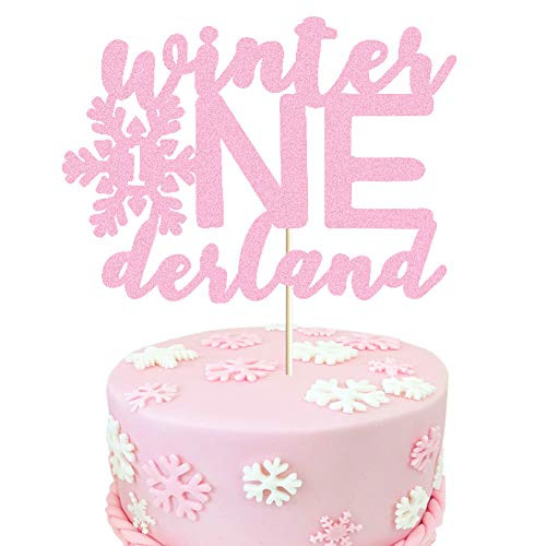 Glitter Pink Winter Onederland Cake Topper Snowflake One Cake Topper Winter Wonderland Christmas 1st Birthday Baby Shower Party Cake Supplies Decorations