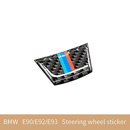 Soyeah Carbon Fiber Steering Wheel Sticker M Stripe Emblem 3D Car Sticker for BMW E90 E92 E93 Old 3 Series (Steering Wheel Decor) (B)