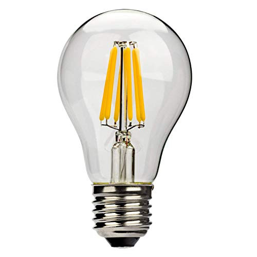 Leadleds 6W A19 LED Filament Light Bulb Edison Style E27 Medium Base Replace 60 Watt Incandescent Bulb, 2700k Warm White Light, Non-Dimmable