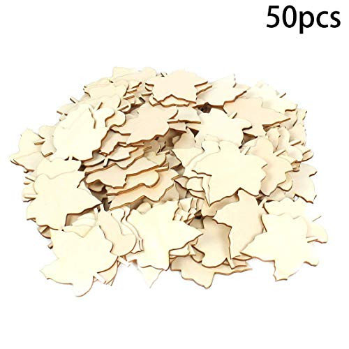 Booluee 50 Pcs Blank Wood Slices Unfinished Wood Cutout Maple Leaf Shaped Embellishments Wood Pieces for DIY Craft, Gift Tags, Wedding, Christmas, Home Decoration (Maple Leaf) Booluee 50 Pcs Blank Wood Slices Unfinished Wood Cutout Maple Leaf Shaped Embellishments Wood Pieces for DIY Craft, Gift Tags, Wedding, Christmas, Home Decoration (Maple Leaf)