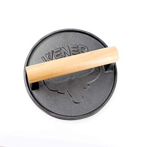 Wener Bacon Press 6.88-Inch Round,Heavy-Duty Cast Iron Grill Press/Meat Press/Steak Grill Weight/Burger Smasher/Burger Press With Wood Handle (A) Wener Bacon Press 6.88-Inch Round,Heavy-Duty Cast Iron Grill Press/Meat Press/Steak Grill Weight/Burger Smasher/Burger Press With Wood Handle (A)