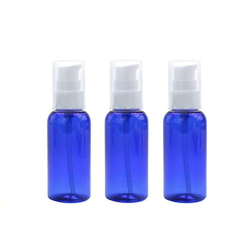 3PCS 30ml/1oz Empty Refillable Blue Plastic Pump Press Bottle Makeup Cosmetic Container Lotion Dispenser Bottle Jar Vial Holder Pot Travel Storage for Emulsion Essence Serum