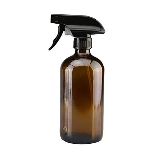 1PCS 250ML/8oz Empty Refill Glass Boston Spray Bottle With Durable Black Trigger Makeup Cosmetic Storage Container for Essential Oil Cleaning Products Perfume Aromatherapy (Brown)