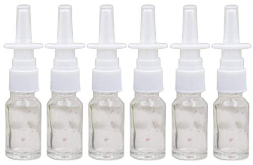 6PCS 10mL/0.34oz Empty Refillable Glass Nasal Spray Bottle Container Pot With Fine Mist Sprayers Atomizers For Colloidal Silver/Saline Applications Makeup Cosmetics Essential Oils (Clear)